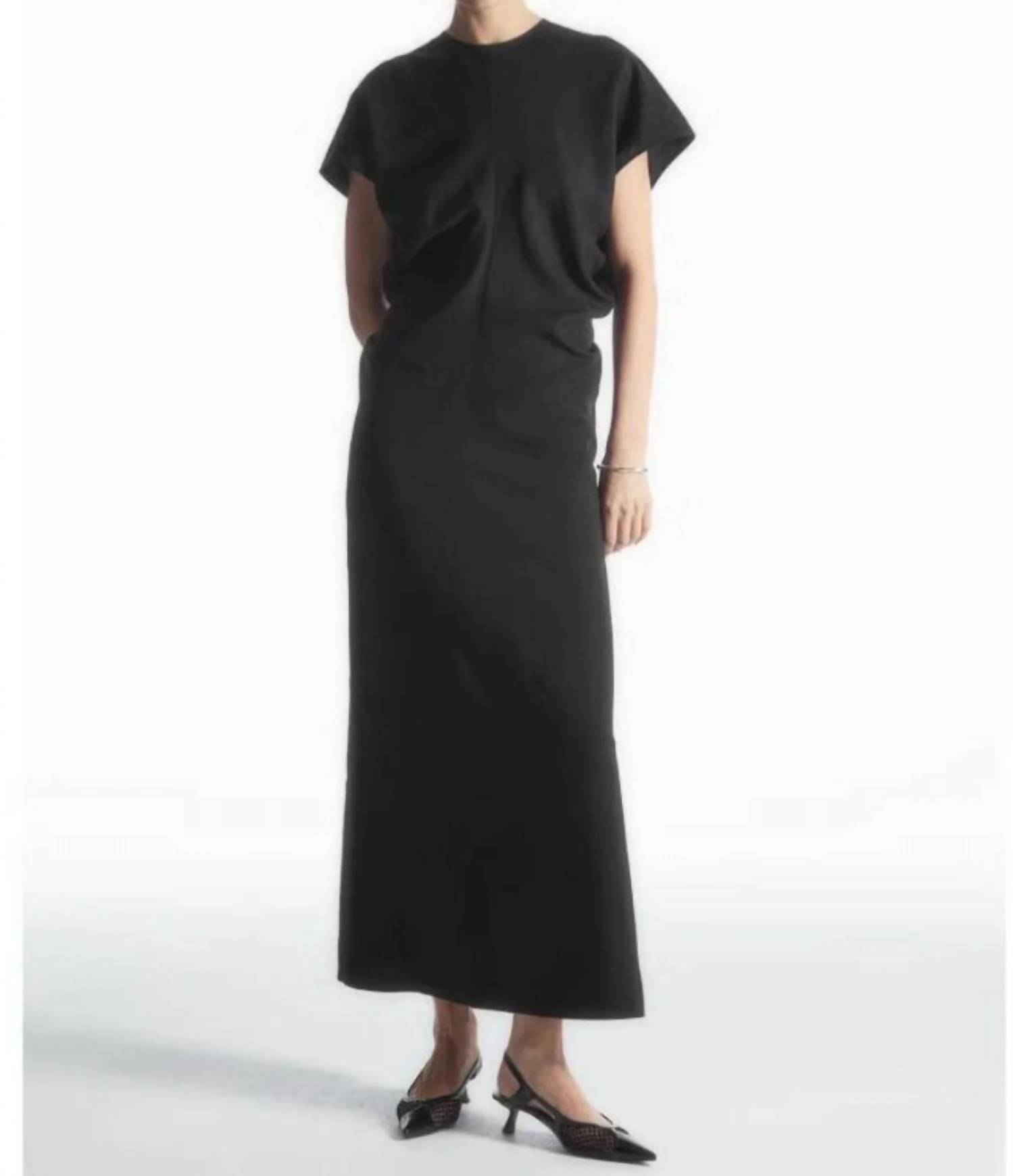 New Cos Spiral Seam Maxi Dress In Black